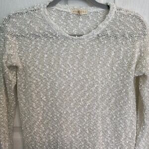 ! Aeropostale Ladies Sparkle  Pullover Sweater Sz. XS White with Gold Threads